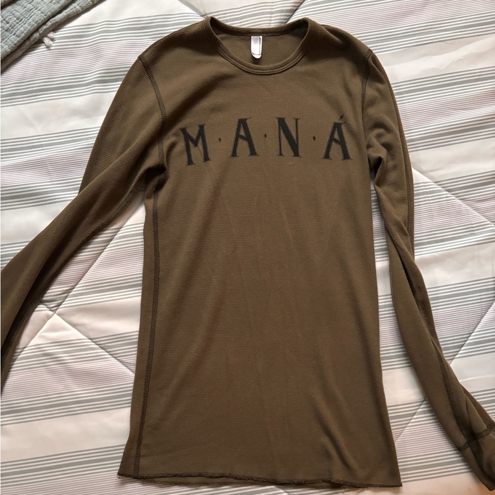 Brown Long Sleeve Shirt with MANÁ Print Size M